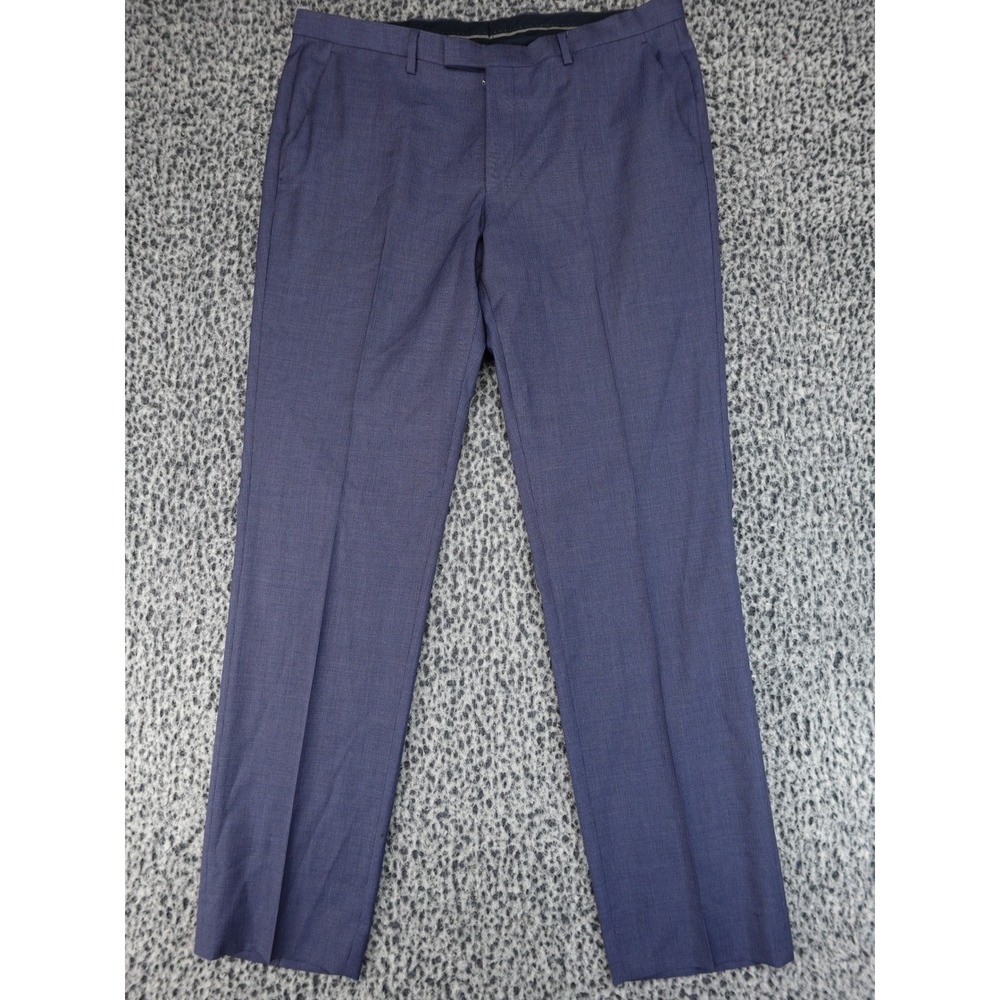 Hugo Boss Dress Pants Mens 36R Blue Wool Blend Straight Leg Trousers X310